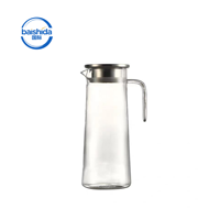 Carafe à eau en verre borosilicate transparent classique, écologique, thermos et bouteille avec couvercle pour les ensembles de café et de thé