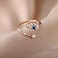 Bague ajustable en alliage en forme d'œil, micro-pavée de zircone cubique, pour femme, idéale pour les fêtes et le quotidien, bijou tendance