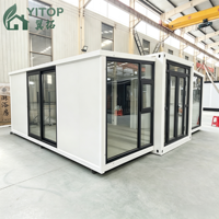 Maison conteneur pliable anti-ouragan 20ft 40ft, maison modulaire préfabriquée, pliable, étanche, isolée, avec structure en acier