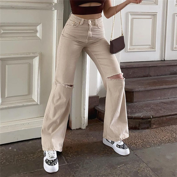 Jeans Slowlove | Pantalón Vaquero Slouchy Fit Beige Mujer ~ Muscleatrophy
