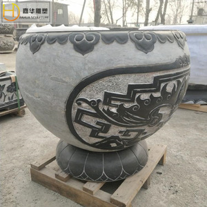 Jiahua Stone Carved Flower Pot Large Outdoor Garden <b>Water</b> Feature Traditional Design Durable Bluestone Planting <b>Container</b> - Product Image 1
