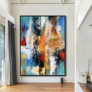 Peinture à l'huile blanche contemporaine personnalisée, art mural pour hôtel et salon, décoration intérieure, taille et couleur personnalisées - Product Image 1