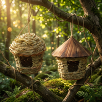 Grass Twine Birdhouse and Feeder