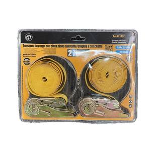 Correa de amarre Mo Thero Ratchet de 5 m x 25 mm y 250 kg, de poliéster, con gancho en J para amarre de carga. - Product Image 1