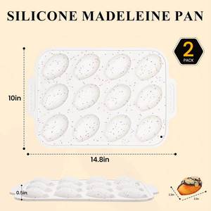 MUYULINS Factory Beige 12-Cup Shell-Shaped LFGB Non-Stick BPA Free Metal Reinforced Frame <b>Silicone</b> Cupcake Pan Muffin Tin - Product Image 5