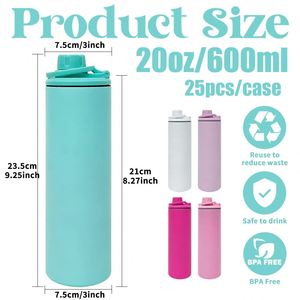 Bulk Wholesale Full Printable Handled Stainless <b>Steel</b> 20oz Water <b>Bottle</b> for Blank Sublimation with Flip Top Lid - Product Image 4