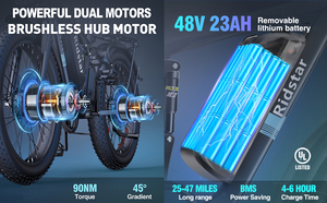 Custom Logo 26 Inch 48V Fatbike E-Bike Dual Motor City Mountain E Dirt Mtb Bike From Manufacturer Q20 UL2849 CE Q20 - Product Image 3