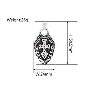 Thiết Kế Mới Thời Trang <span class=keywords><strong>Christian</strong></span> Đồ Trang Sức Bán Buôn Cổ Điển Lá Chắn Chúa Giêsu Chữ Thập Vòng Cổ Mặt Dây Chuyền Kitô Giáo Tôn Giáo Niềm Tin Lá Chắn - Product Image 2