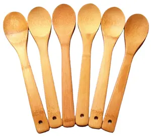 Uso quotidiano cottura cucchiai da minestra in legno mestoli in bambù cucchiai di bambù con manico lungo