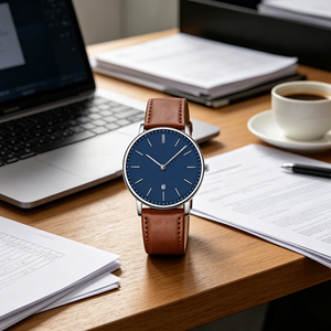 Nuovo orologio da polso da uomo in pelle al quarzo analogico minimalista alla moda <span class=keywords><strong>con</strong></span> design estremamente sottile <span class=keywords><strong>con</strong></span> ora/data - Regalo di compleanno Relojes Hombres - Product Image 4