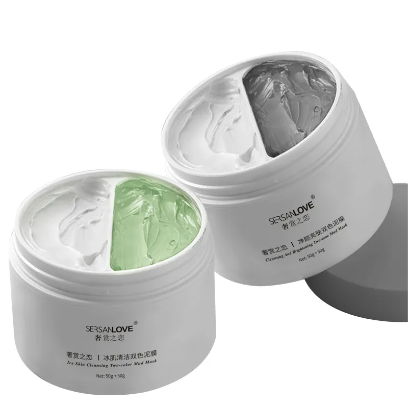 Free sample products Face two-color mud Apply bright white Dead Sea mud clean clay mask for men and women
