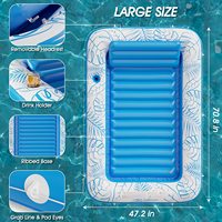 Transat gonflable imprimé feuilles de palmier avec dossier en PVC pour adultes, idéal pour la piscine et la plage
