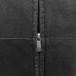 Sweat à capuche unisexe zippé déstructuré, brodé, délavé, effet usé, coupe courte, surdimensionné, personnalisé pour homme - Product Image 4