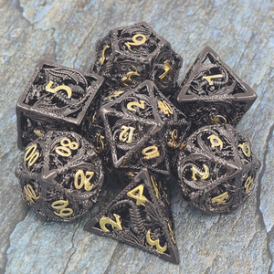 7 Pieces Dungeons and Dragons D&amp;d Dragon Scale Polyhedral Metal <strong>Dice</strong> <strong>Set</strong> - Product Image 2
