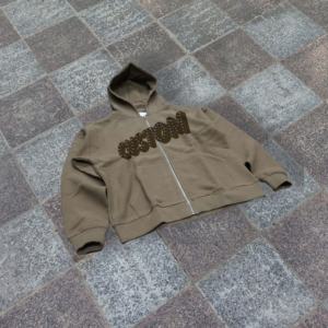 Sweat à capuche vintage 100 % coton respirant en tissu éponge à fermeture éclair, coupe ample, pour homme, collection automne - Product Image 3