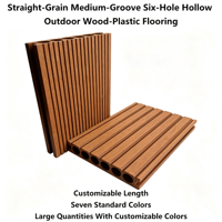 Planches de terrasse WPC creuses d'extérieur, à grain droit, rainures moyennes, 6 cavités, 140mmx25mm, étanches, antidérapantes, longueur personnalisée, pour jardin et extérieur