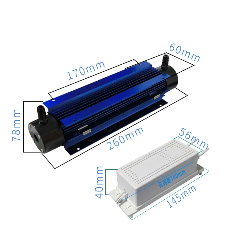 Khử trùng không khí nhỏ xử lý nước 10 gam Ống thạch anh Máy phát điện Ozone phụ kiện