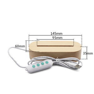 Sáng Tạo Rắn Gỗ Sồi Hình Bầu Dục Vòng Hình Chữ Nhật USB 3D LED Ánh Sáng Ban Đêm Cơ Sở Bằng Gỗ Cho Acrylic Pamma Tấm Pha Lê Nhựa Deco - Product Image 4