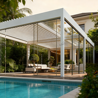 Hanrui – Nouvelle structure de jardin moderne en alliage d'aluminium écologique avec pergola solaire, abri de jardin et clôture à lattes