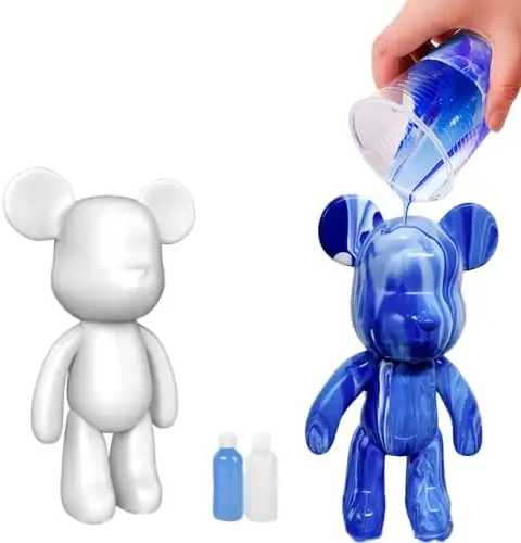 2022 Tiktok Hot Sale Fluid Violent Bear Doll Ornaments Creative Gift Diy White Embryo Enamel Liquid Bear