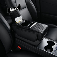 Boîte de rangement universelle pour accoudoir de voiture avant avec coussin de protection en cuir Coude central Coussin d'appoint pour tasse à eau Porte-boisson