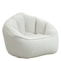 Pouf en cuir PU moderne et minimaliste, résistant aux taches, fauteuil compact, pouf individuel pour petits appartements, chambre, balcon, décontracté