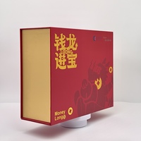 Boîte cadeau magnétique de luxe rouge personnalisée MOYEE, design Dragon porte-bonheur du Nouvel An chinois, en carton rigide gaufré UV, réutilisable pour le thé