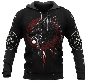 Heat-transfer Sublimation Northern Europe <strong>Viking</strong> Customized Print Man's <strong>Hoodies</strong> and Sweatshirts Wholesale Unisex Pullover <strong>Hoody</strong> - Product Image 4