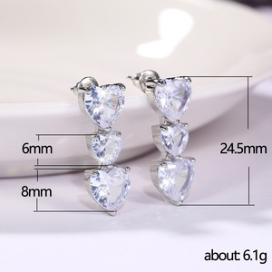Set di Gioielli a Forma di Cuore per Donne, Collana, Orecchini e Anello, Idea Regalo - Product Image 6