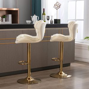 <span class=keywords><strong>Sillas</strong></span> de <span class=keywords><strong>Bar</strong></span> Modernas de Lujo en Terciopelo con Reposapiés Cromado, Patas Doradas Giratorias y Ajustables en Altura para Comedor y <span class=keywords><strong>Bar</strong></span> BC-006 - Product Image 5