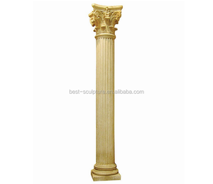 Colonne et piliers romains modernes en marbre jaune naturel creux pour jardin extérieur et dôme de villa - Product Image 1