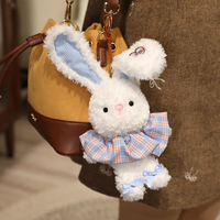 Porte-clés en peluche lapin à jupe écossaise OEM/ODM - Couleurs et motifs personnalisables, breloque de sac lapin en peluche personnalisée pour cadeaux
