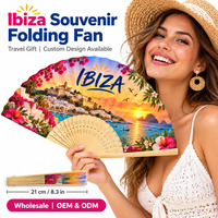 Éventails en bois personnalisés en bambou, éventail à main promotionnel Ibiza 21 cm, souvenir de voyage, éventail en bambou personnalisé, souvenir