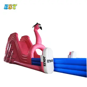 Projeto bonito tamanho Grande bouncy inflável com flamingo inflável piscina de água para parque aquático