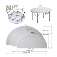 JJY-ZDZ-G004 Elegante Mesa Redonda Plegable de Plástico para Banquetes y Eventos - Nueva Llegada