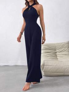 <span class=keywords><strong>Mono</strong></span> Ajustado para Mujer, Nuevo Modelo de Verano, <span class=keywords><strong>Cuello</strong></span> <span class=keywords><strong>Halter</strong></span>, Espalda Cruzada, Abertura en la Cintura, Estilo Romper, Elegante para Fiestas y Clubes - Product Image 5