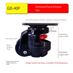 Roue de nivellement noire pour établis, roulettes robustes de 40 mm, pivotantes de 6 pouces, roulettes en nylon de 4 pouces - Product Image 2