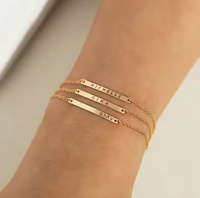 Bracelet personnalisé en acier inoxydable plaqué or pour bébé, garçon ou fille, avec nom gravé