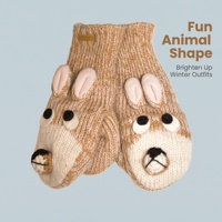 Mitaines tricotées en forme d'animaux mignons, gants chauds et épais pour l'hiver pour enfants