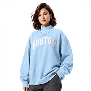 Sweat-shirt imprimé à col montant, couleur unie, grande taille, manches longues, en polaire écologique, le plus vendu - Product Image 1