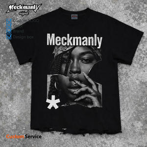 เสื้อยืดโอเวอร์ไซส์สีดำพิมพ์ลายถ้วยรางวัลสำหรับผู้ชาย แบรนด์ Meckmanly แขนสั้น คอกลม ผ้าฝ้ายถัก 100% ระบายอากาศได้ดี เป็นมิตรกับสิ่งแวดล้อม น้ำหนัก 300 กรัม - Product Image 5