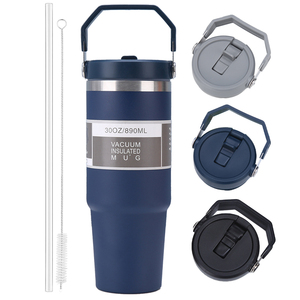 Hipdeer OEM/ODM RTS 30oz Gobelet Classique en Verre Effet Gelée Ombré avec Couvercle en Acier Inoxydable, Paille et Poignée, Couleurs Assorties, pour la Rentrée Scolaire et le Café - Product Image 1