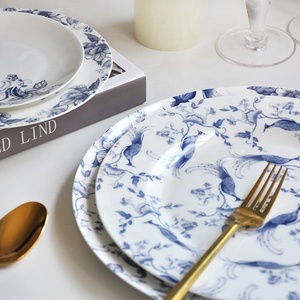 De china de hueso fino conjunto de cena azul y blanco de cerámica, platos de cena juego de vajilla de boda - Product Image 4