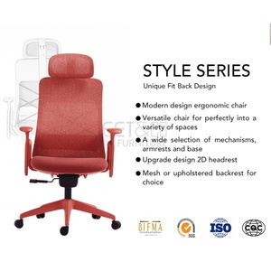 Modern High Back Ergonomic Office Chair <b>Adjustable</b> Headrest Lumbar Support Mesh Executive <b>Desk</b> Chair Aluminum Alloy Base 5-Year - Product Image 2