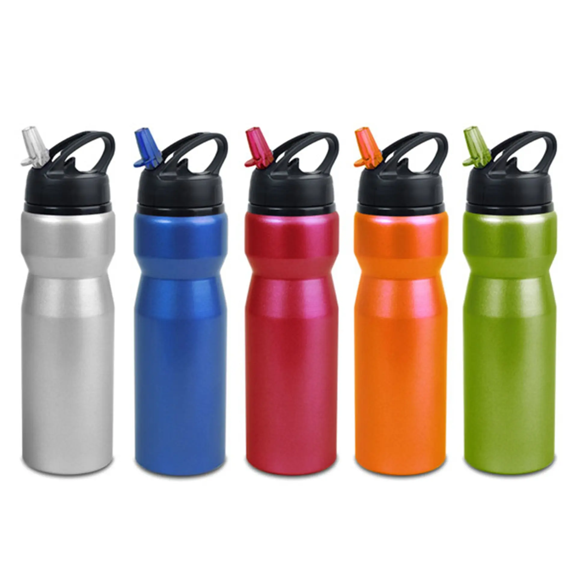Monolayer Aluminum Sports Water Bottle with Flip Straw Cap Special Waist Suction Cup Outdoor