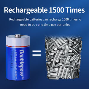 Doublepow แบตเตอรี่ลิเธียมไอออน1.5V 7500mAh พอร์ต USB แบตเตอรี่ลิเธียมไอออน1.5V ชาร์จได้ - Product Image 6