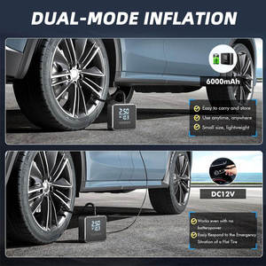 WOSEN Portable Cordless 2X Super Fast 25L Min Dual Mode Digital Auto Shut Off <b>Car</b> Motorcycle Bicycle Ball Tire Inflator Air Pump - Product Image 5