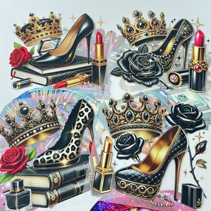 Custom DTF Heat Transfer <b>Vinyl</b> Crown High Heels Lipstick Iron on Sticker for Garment <b>Bags</b> Textiles - Product Image 5