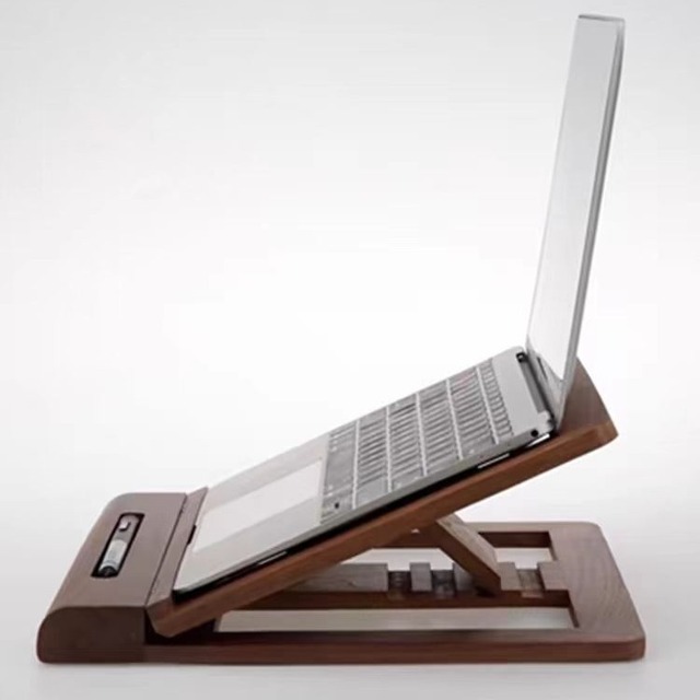 Walnut Solid Wood Square Desktop Laptop Stand Household Tablet Heightening Heat Dissipation Rack Folding Portable Mini Bracket