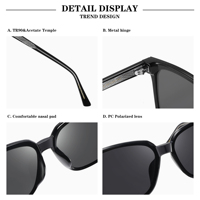 Lunettes de soleil polarisées carrées unisexe tendance, monture intégrale TR90, branches en PC, légères, protection UV400, pour la conduite en extérieur